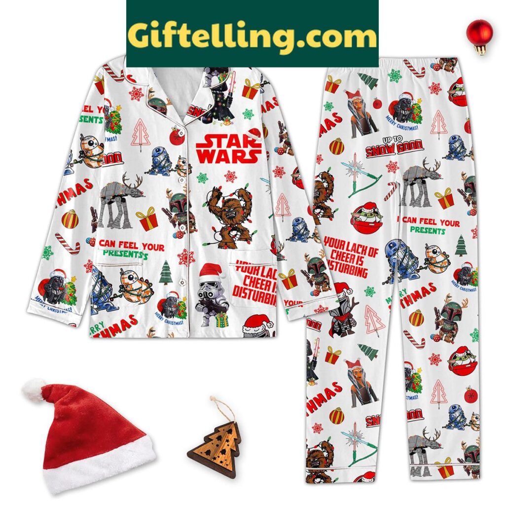 Star Wars Christmas silk pajamas set with Darth Vader design