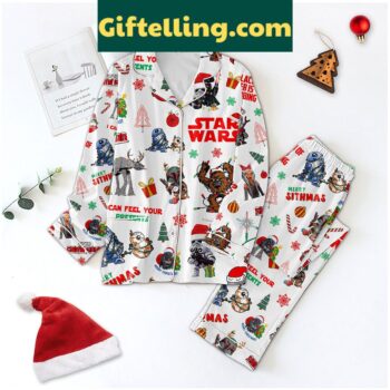 Star Wars Christmas silk pajamas set with Darth Vader design