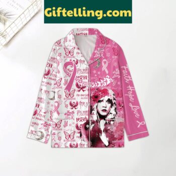 Stevie Nicks Faith Hope Love Breast Cancer Warrior Polyester Pajamas Set - women's breast cancer awareness pajamas