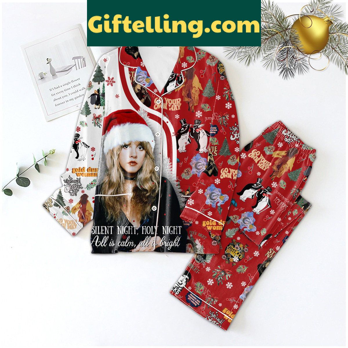 stevie-nicks-rock-on-gold-dust-woman-pajamas-set-for-women-1 Stevie Nicks Rock On Gold Dust Woman Pajamas Set for women loungewear