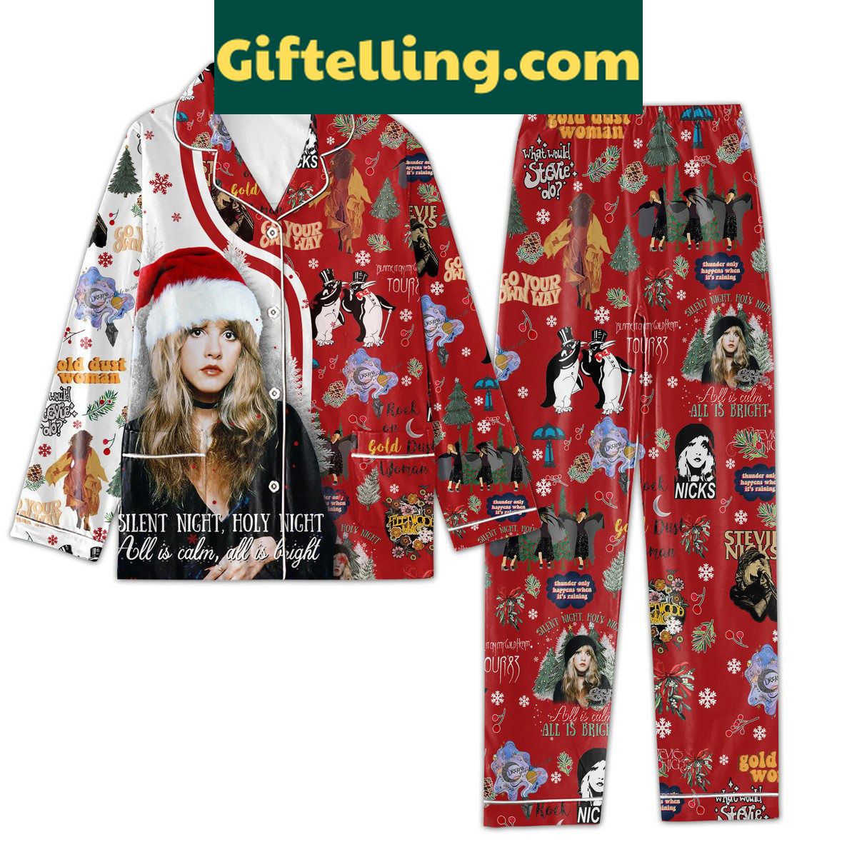 stevie-nicks-rock-on-gold-dust-woman-pajamas-set-for-women-2 Stevie Nicks Rock On Gold Dust Woman Pajamas Set for women loungewear