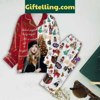 Stevie Nicks Silent Night Holy Night all is calm Christmas polyester pajamas set