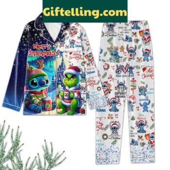 Stitch and Lilo Merry Stitchmas Polyester Pajamas Set for women