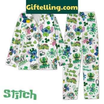 Stitch Lucky To Be Me product image showing design and team colors