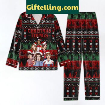 Stranger Things Merry Christmas Pajamas Set with festive design
