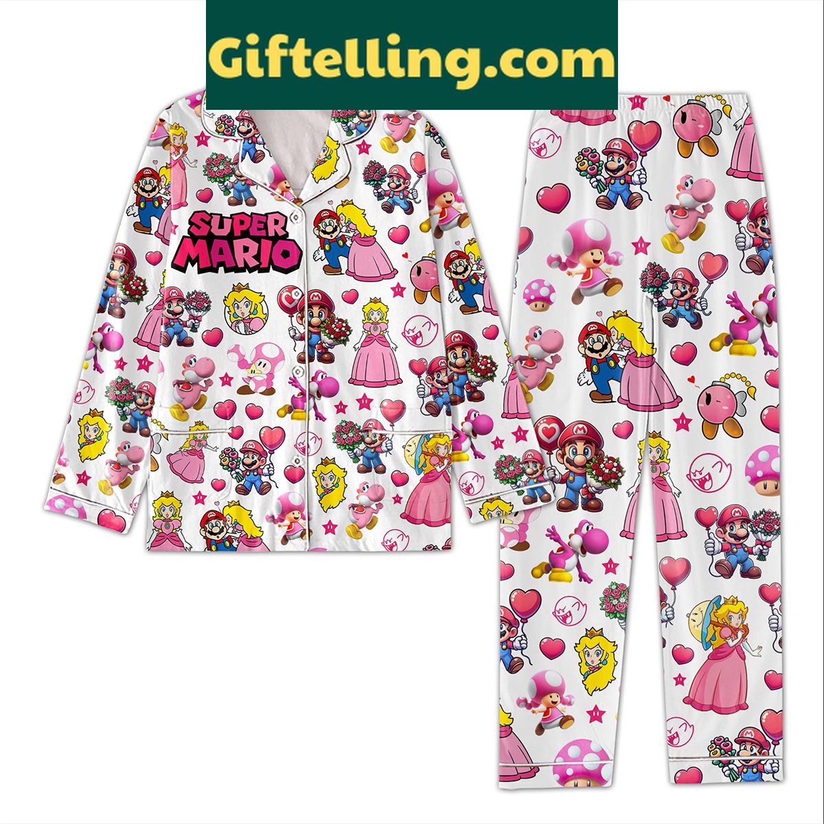 super-mario-nintendo-valentine-polyester-pajamas-set-for-kids-1 Super Mario Nintendo Valentine Polyester Pajamas Set