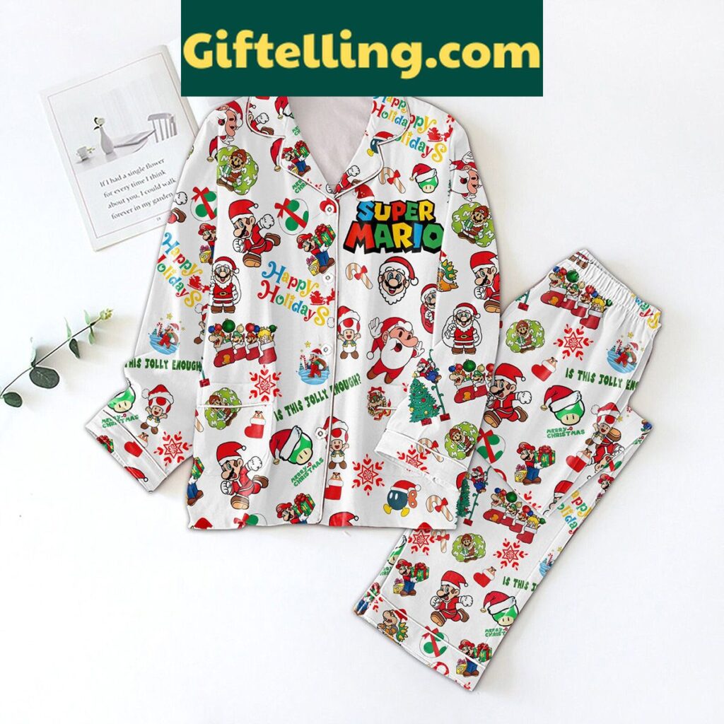Super Mario themed Christmas pajamas set