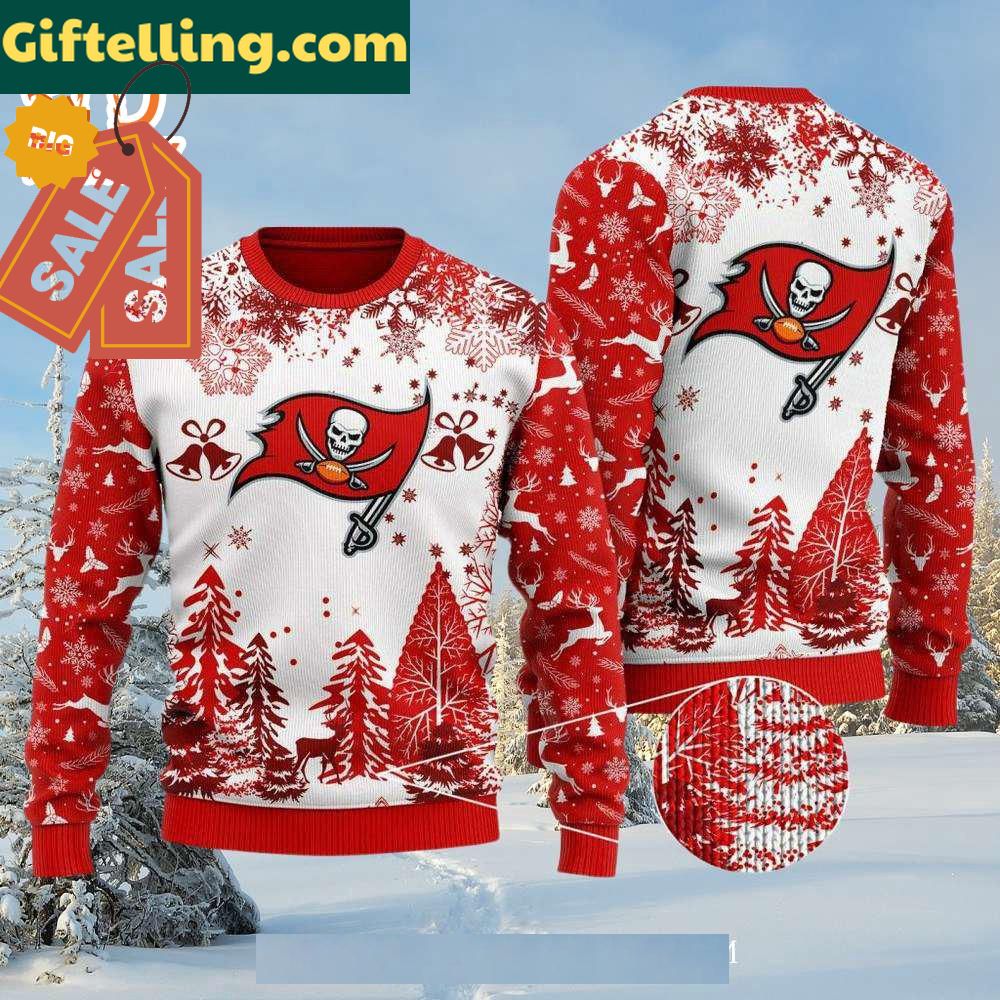 Tampa Bay Buccaneers Red And White Festive Sweater