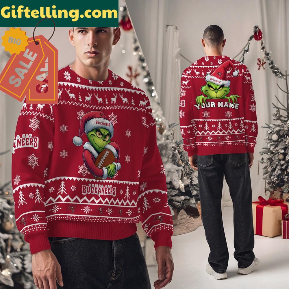 Tampa Bay Buccaneers NFL Team Color Grinch Ugly Christmas Sweater