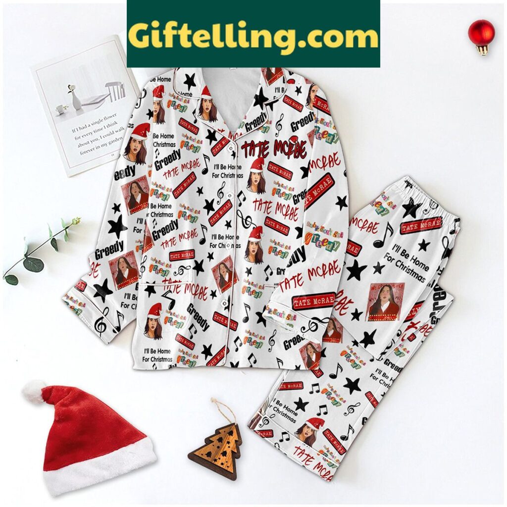Tate McRae Will Be Home For Christmas Polyester Pajamas Set
