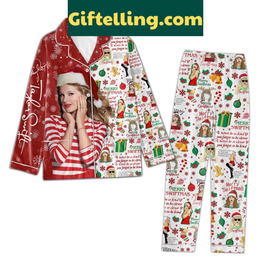 Taylor Swift Christmas I Check It Once Then I Check It Twice Polyester Pajamas Set