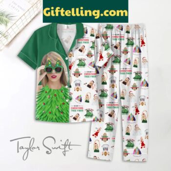 Taylor Swift Christmas Tree Farm green polyester pajamas set