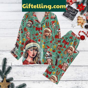 Taylor Swift Merry Christmas Pajamas Set, festive holiday pajamas for women