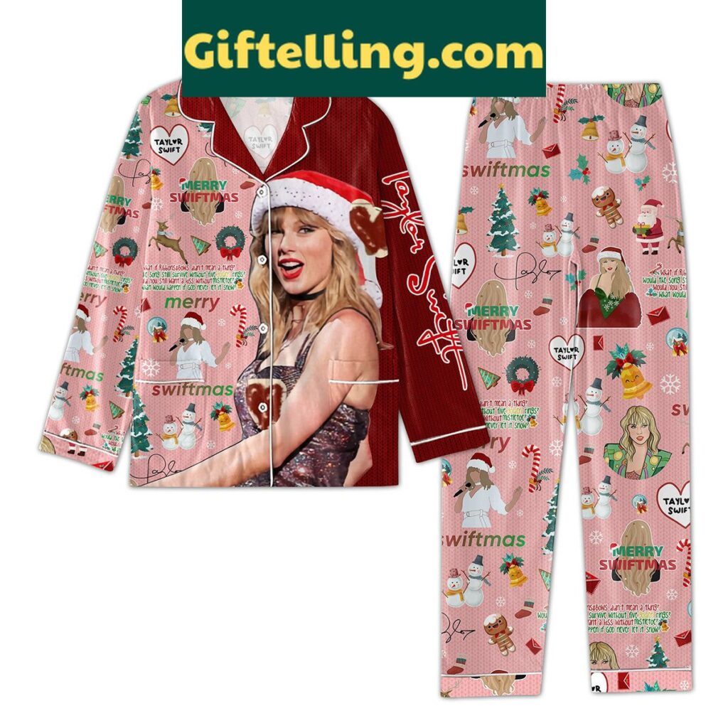 Taylor Swift Merry Swiftmas Jingle Bell Pajamas Set, festive holiday sleepwear