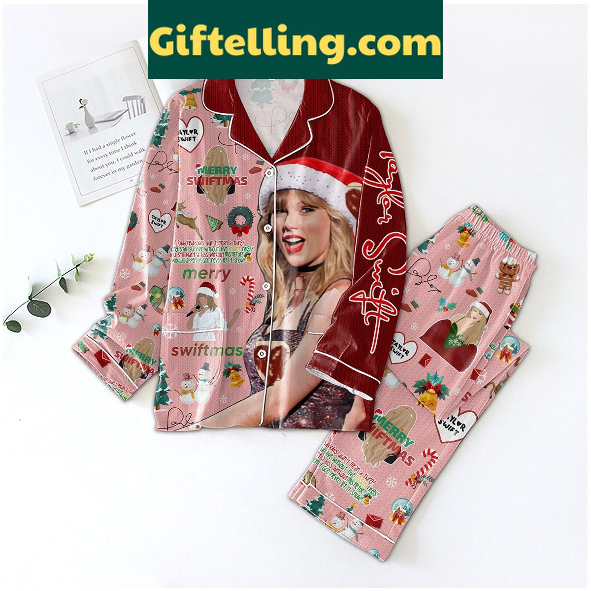 taylor-swift-merry-swiftmas-jingle-bell-pajamas-set-holiday-gift-2 Taylor Swift Merry Swiftmas Jingle Bell Pajamas Set, festive holiday sleepwear