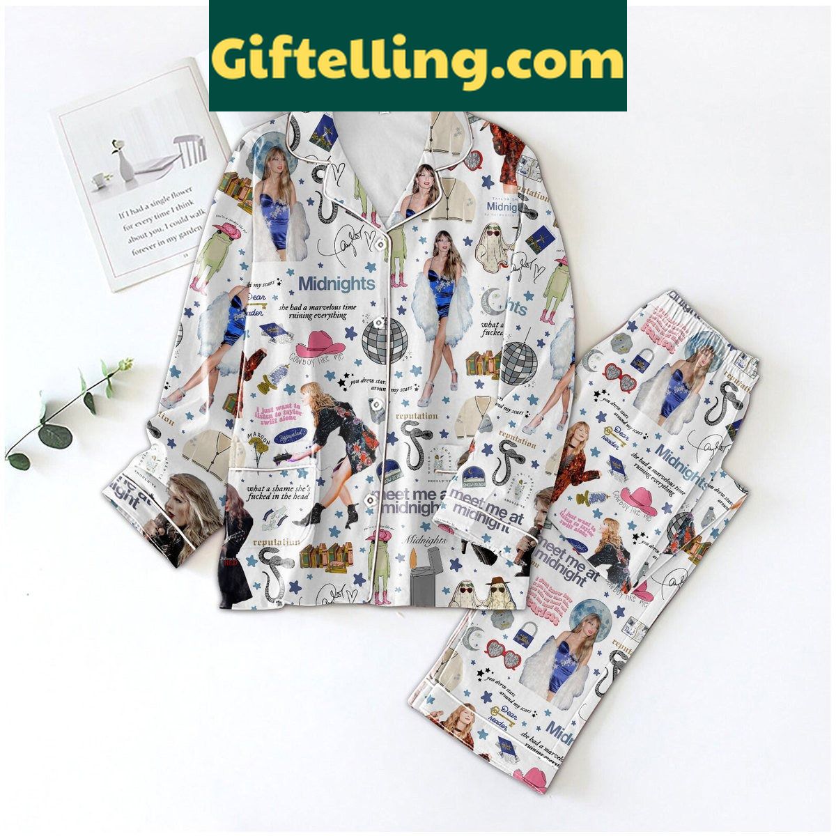 taylor-swift-midnights-meet-me-at-midnight-pajamas-set-1 Taylor Swift Midnights Meet Me product image showing design and team colors