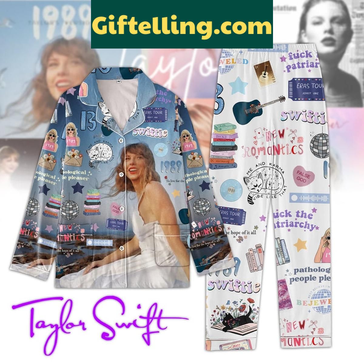 Taylor Swift Pathological People Pleaser Christmas Polyester Pajamas Set Taylor Swift Christmas Polyester Pajamas Set