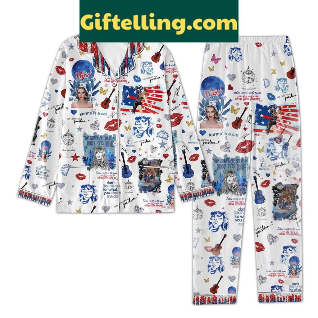 Taylor Swift The Shape Of Your Body It's Blue Polyester Pajamas Set