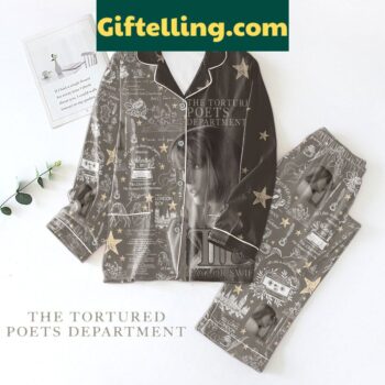 Taylor Swift The Tortured Poets Department Album themed polyester pajamas set