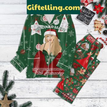 Taylor Swift We Could Leave The Christmas Lights Up Til January Pajamas Set - Cozy Holiday Pajamas