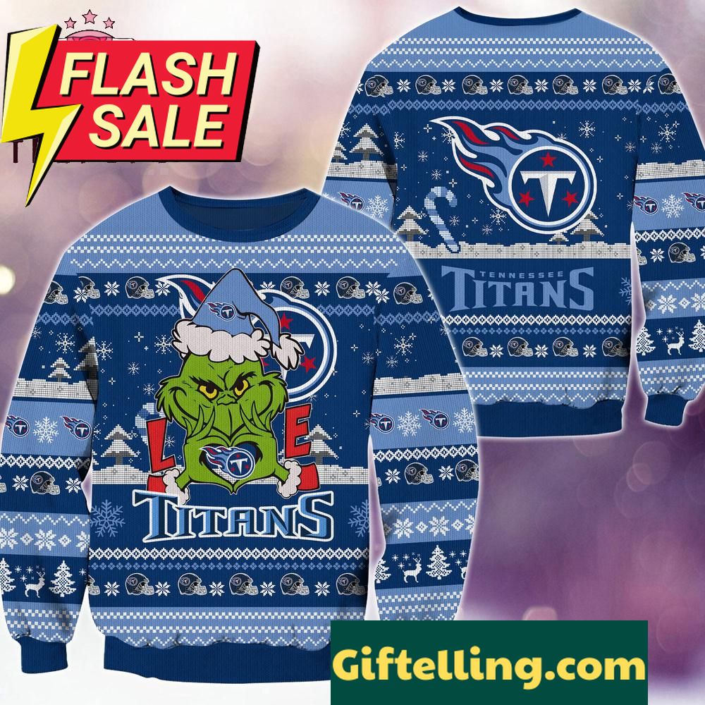 Tennessee Titans x Grinch Movies Ugly Christmas Sweater front