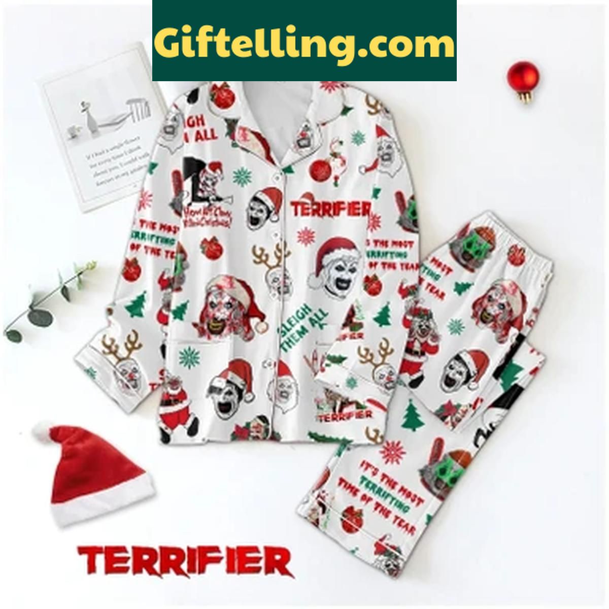 Terrifier Sleigh Them All Christmas 2024 Polyester Pajamas Set Terrifier Sleigh Them All Christmas 2024 Polyester Pajamas Set