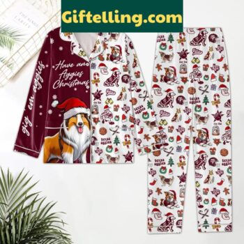 Texas A&M Aggies Christmas Merry Aggies Polyester Pajamas Set