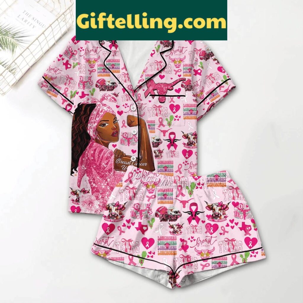 Texas Longhorn Cancer Warrior Polyester Pajamas Set