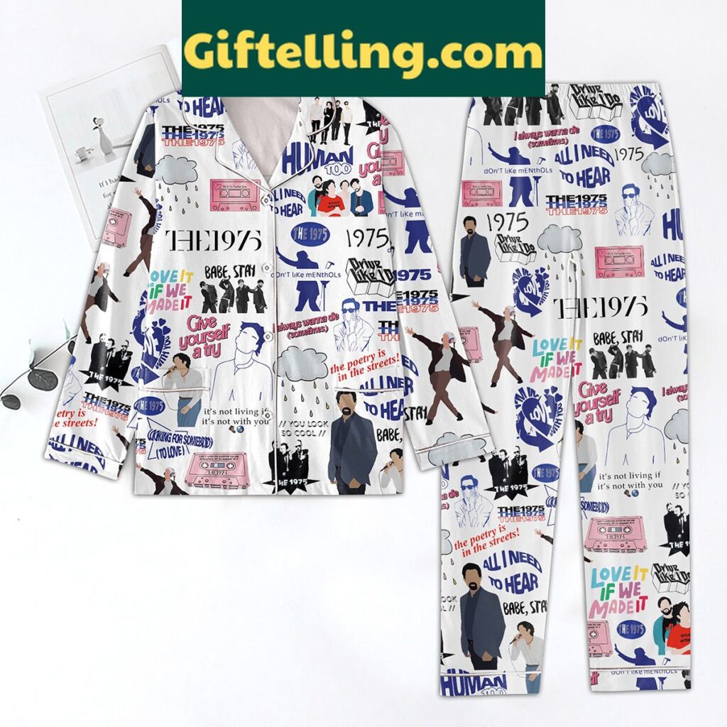 The 1975 Band Fan Polyester Pajamas Set with a vibrant graphic print