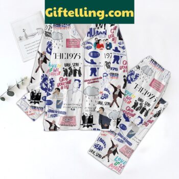 The 1975 Band Fan Polyester Pajamas Set with a vibrant graphic print