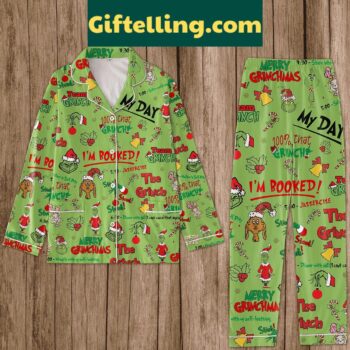 The Grinch I'm Booked For Christmas Polyester Pajamas Set
