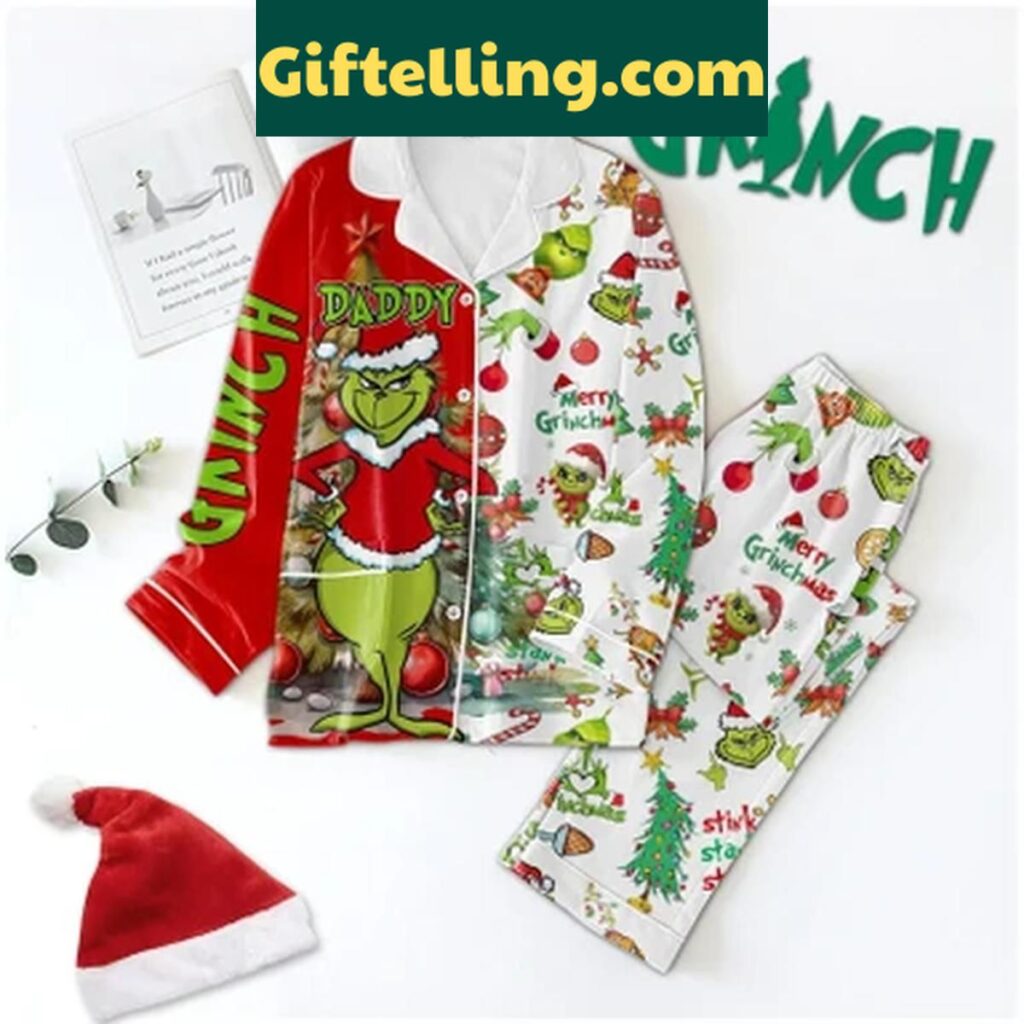 The Grinch Mommy Family Kid 2024 Christmas Polyester Pajamas Set