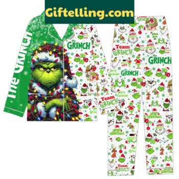 The Grinch Ho Ho Ho With Grinch Mode Merry Christmas Polyester Pajamas Set for men and women