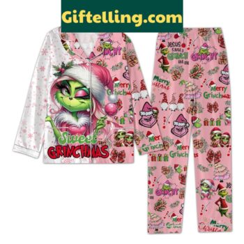 The Grinch Sweet Grinchmas Merry Christmas Polyester Pajamas Set