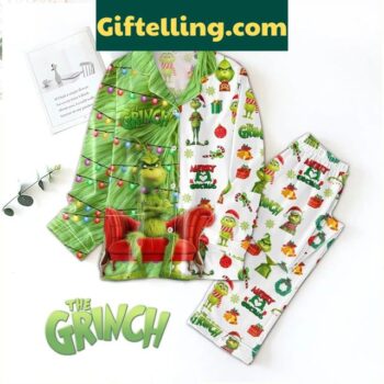 The Grinch Waiting for Christmas 2024 Polyester Pajamas Set for men and women