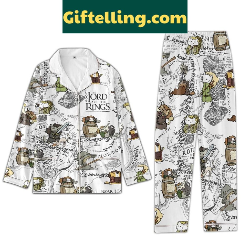 The Lord Of The Rings Map Of Middle Earth Polyester Pajamas Set
