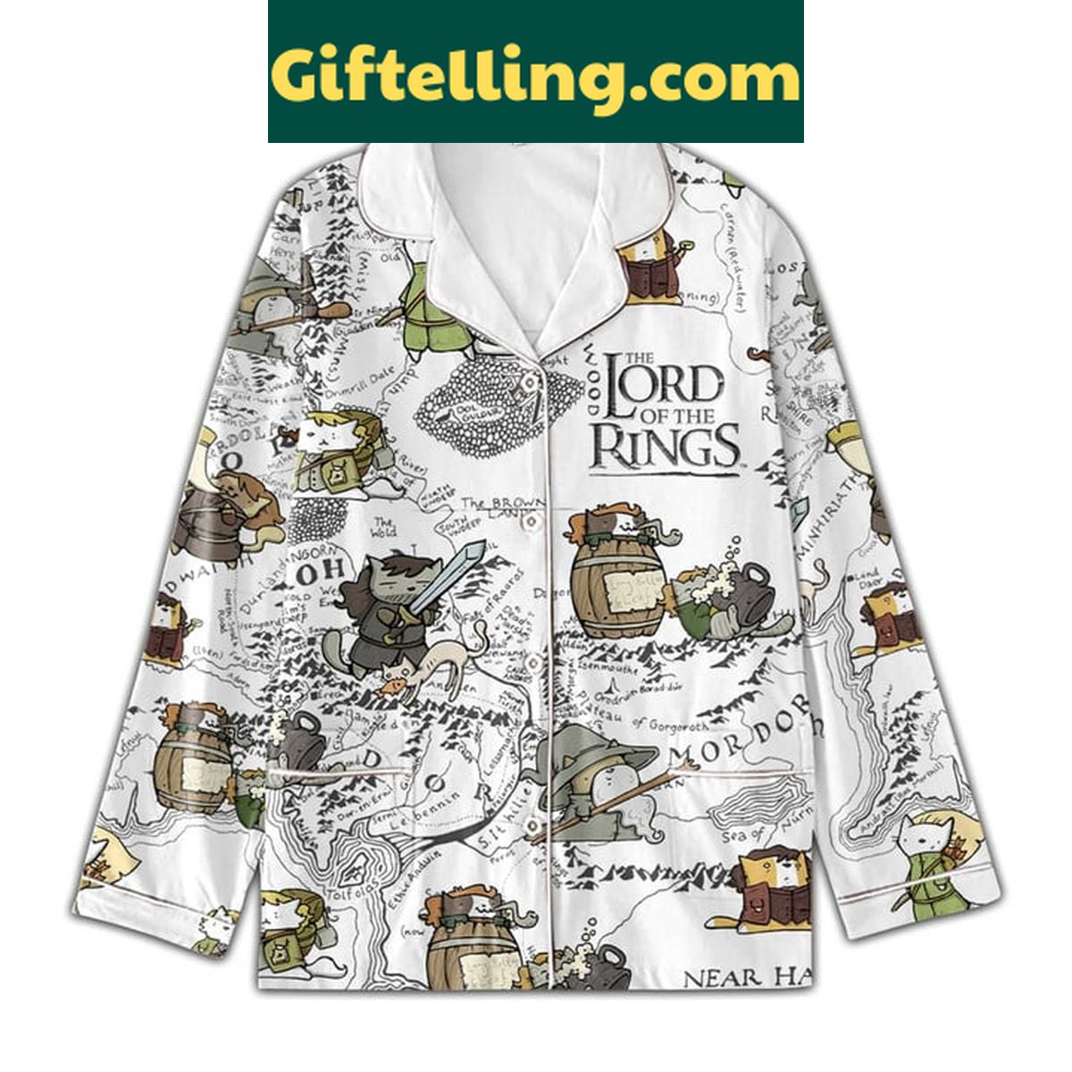The Lord Of The Rings Map Of The Mid-Earth Polyester Pajamas Set The Lord Of The Rings Map Of Middle Earth Polyester Pajamas Set