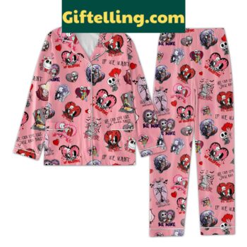 The Night Before Christmas Love Valentine Fan Polyester Pajamas Set for her, featuring a festive design with red and white colors