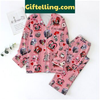 The Night Before Christmas Love Valentine Fan Polyester Pajamas Set for her, featuring a festive design with red and white colors