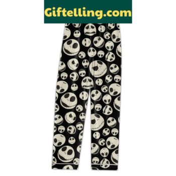 The Nightmare Before Christmas Jack Skellington Skull Polyester Pajamas Set, a pair of Halloween-themed pajamas featuring Jack Skellington's skull design