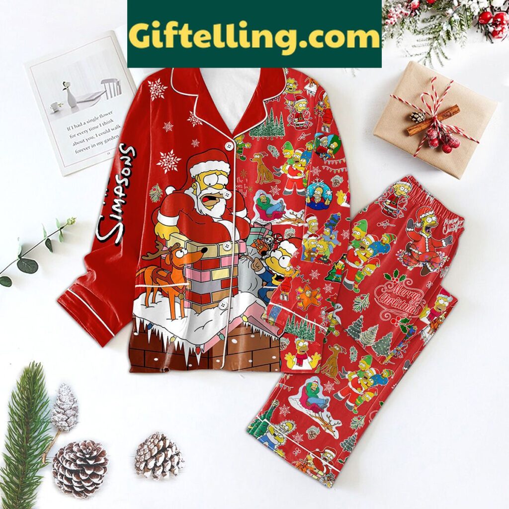 The Simpsons Merry Christmas Pajamas Set, loungewear featuring Bart Simpson