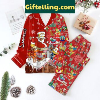 The Simpsons Merry Christmas Pajamas Set, loungewear featuring Bart Simpson
