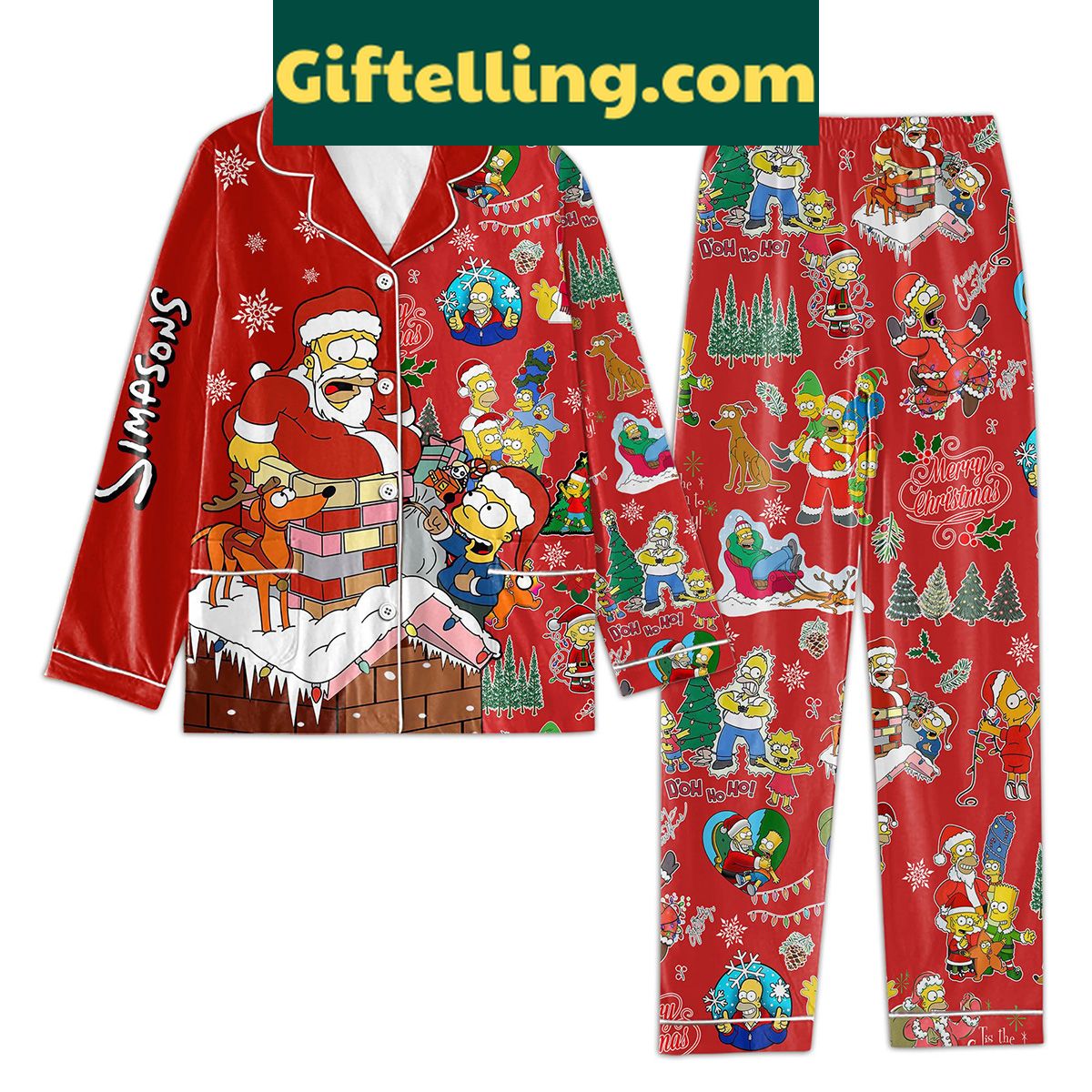 the-simpsons-merry-christmas-pajamas-set-for-kids-adults-2 The Simpsons Merry Christmas Pajamas Set, loungewear featuring Bart Simpson
