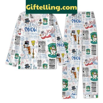 The Snowman Let It Snow Merry Christmas Silk Pajamas Set