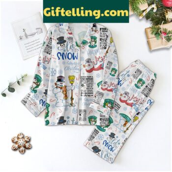 The Snowman Let It Snow Merry Christmas Silk Pajamas Set