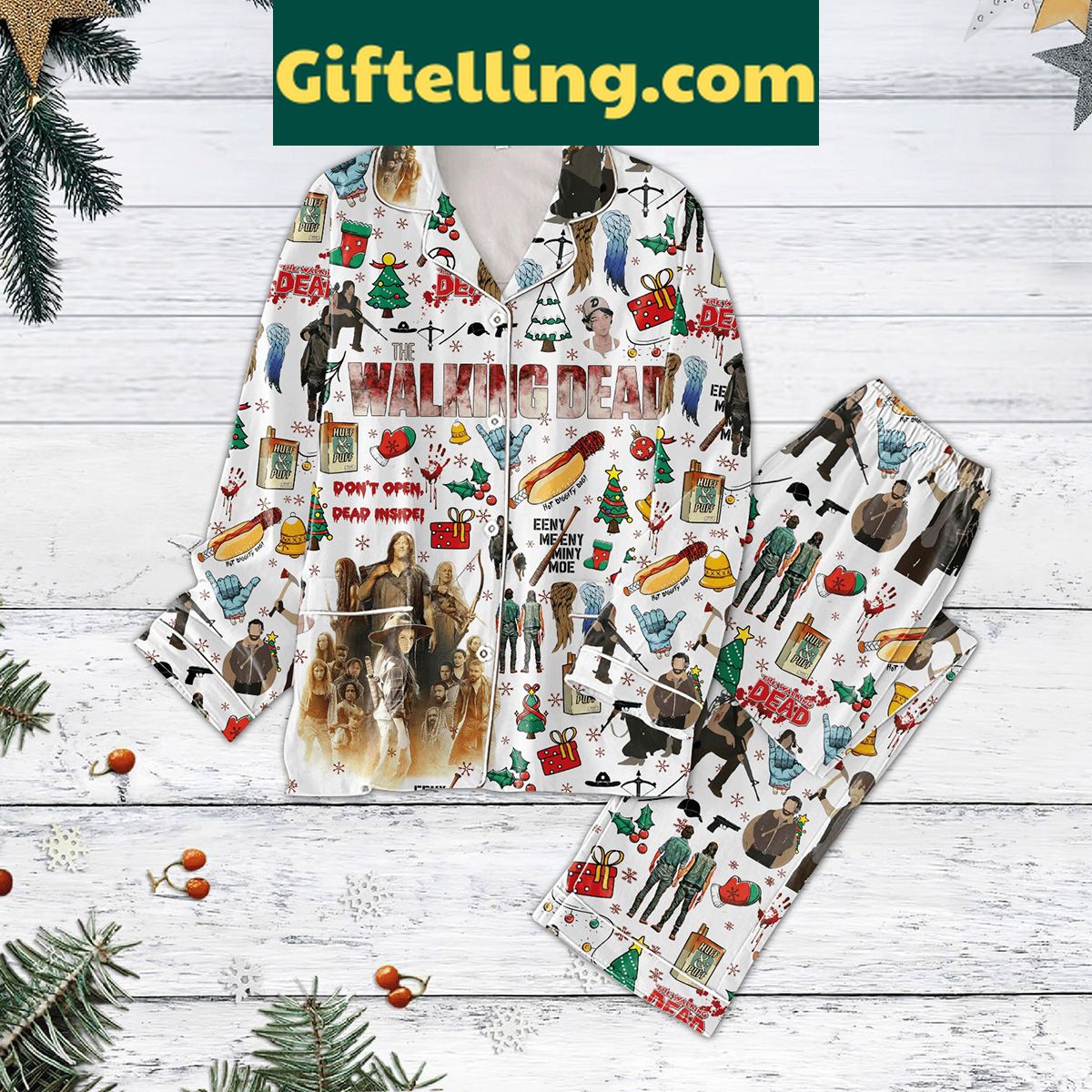 the-walking-dead-christmas-pajamas-set-dont-open-dead-inside-1 The Walking Dead Don't Open Dead Inside Christmas Pajamas Set