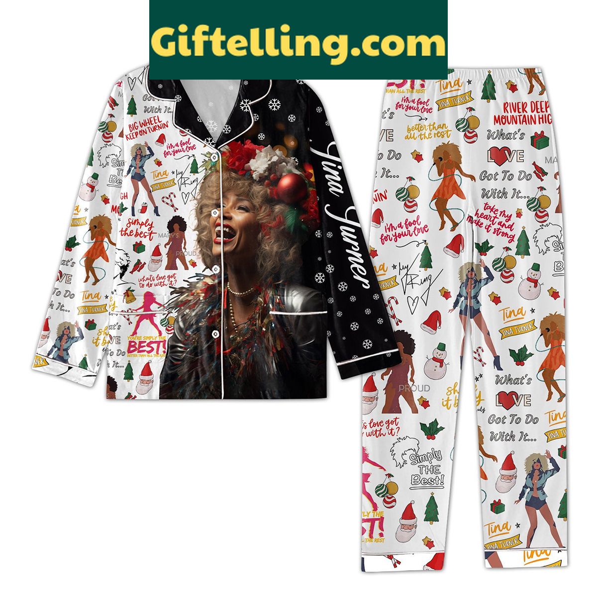 tina-turner-take-my-heart-christmas-pajamas-set-cozy-holiday-cheer-2 Tina Turner Christmas pajamas set featuring Take My Heart And Make It Strong design
