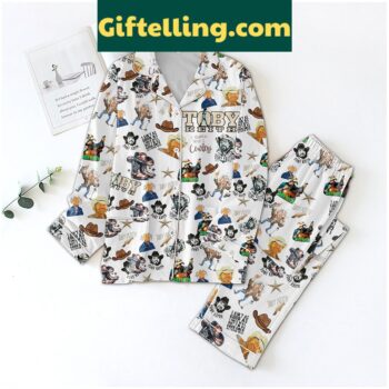 Toby Keith Love Polyester Pajamas Set on a white background