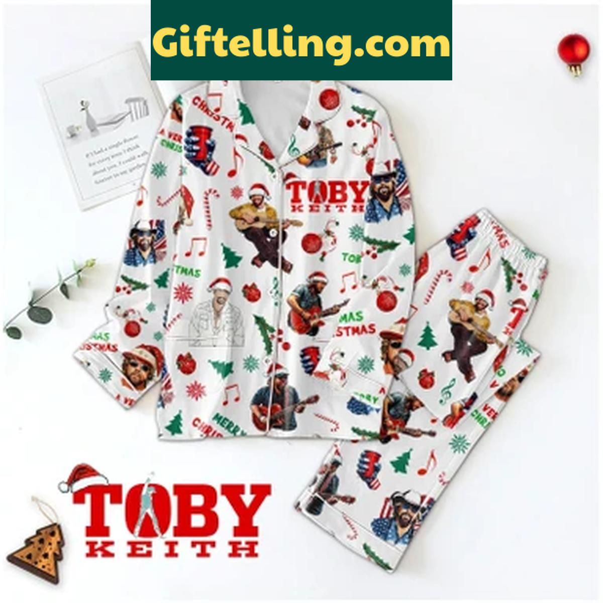 Toby Keith Merry Christmas Old Man 2024 Polyester Pajamas Set Toby Keith Merry Christmas Old Man Polyester Pajamas Set