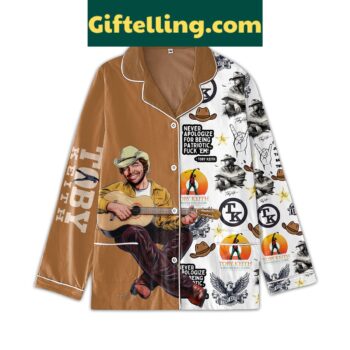 Toby Keith patriotic polyester pajamas set with red white and blue design